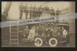 BATEAUX - CARGOS - NAVIRE CABLIER "CONTRE AMIRAL CAUBET" - DETAIL SUR 2EME SCAN - CARTE PHOTO ORIGINALE HALIFAX 1908 - Aéroglisseurs