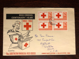 RHODESIA FDC COVER 1963 YEAR RED CROSS HEALTH MEDICINE STAMPS - Rhodesien & Nyasaland (1954-1963)