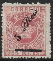 Macau Macao – 1885 Crown Type Surcharged 5 Réis Over 25 Réis Mint Stamp - Ongebruikt