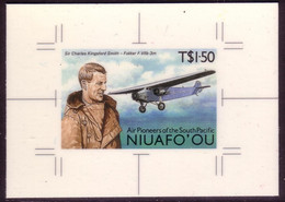 Tonga Niuafo'ou 1987 Aviation Pioneers -  Cromalin Proof -  Charles Kingsford Smith - Plane - 5 Exist - Tonga (1970-...)