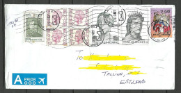 Belgique BELGIUM Belgien 2024 Air Mail Cover To Estonia With Interesting Stamps - Storia Postale