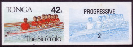 Tonga 1991 Imperf Plate Proof Pair - Rowing - Color Stages Shown -  Details Below - Rowing