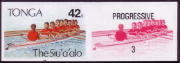 Tonga 1991 Imperf Plate Proof Pair - Rowing - Color Stages Shown -  Details Below - Canottaggio