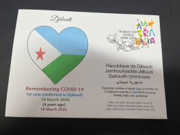 18-3-2024 (3 Y 23) COVID-19 4th Anniversary - Djibouti - 18 March 2024 (with OZ Stamp) - Enfermedades