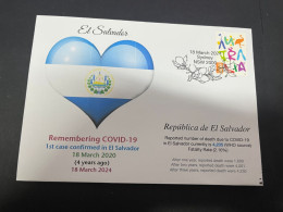 18-3-2024 (3 Y 23) COVID-19 4th Anniversary - El Salvador - 18 March 2024 (with OZ Stamp) - Enfermedades