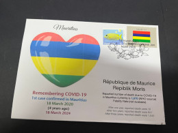 18-3-2024 (3 Y 23) COVID-19 4th Anniversary - Mauritius - 18 March 2024 (with Mauritius UN Flag Stamp) - Maladies