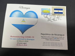 18-3-2024 (3 Y 23) COVID-19 4th Anniversary - Nicaragua - 18 March 2024 (with Nicaragua UN Flag Stamp) - Enfermedades