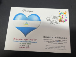 18-3-2024 (3 Y 23) COVID-19 4th Anniversary - Nicaragua 18 March 2024 (with OZ Stamp) - Enfermedades