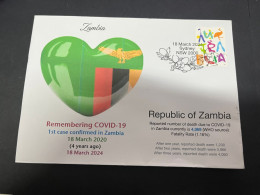 18-3-2024 (3 Y 23) COVID-19 4th Anniversary - Zambia 18 March 2024 (with OZ Stamp) - Maladies