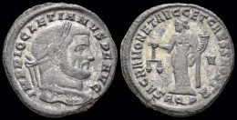 Diocletian AE Silvered Follis Moneta Standing Front - Die Tetrarchie Und Konstantin Der Große (284 / 307)