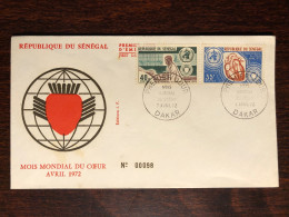 SENEGAL FDC COVER 1972 YEAR CARDIOLOGY HEART HEALTH MEDICINE STAMPS - Senegal (1960-...)