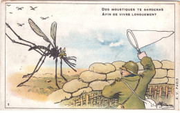 Malaria Medicine, Insect. France. Military Picture Postcard(#18) Showing Army Trapping Mosquito. - Maladies