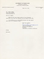 Cyril Ponnamperuma NASA Scientist 1972 TLS Hand Signed Letter - Erfinder Und Wissenschaftler