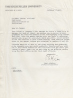 Paul Weiss Austrian Biologist Jimmy Carter Award Hand Signed Letter - Inventeurs & Scientifiques