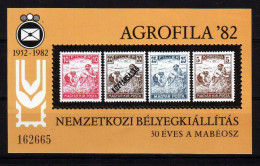 HUNGARY 1982, Agrofila, Commemorative Sheet, MNH** - Herdenkingsblaadjes