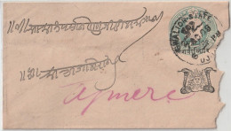 India. Indian States Gwalior.9/8/1902 Edward Cover White Laid Paper 118x66mm.Gwalior Over Print On Edward Envelope(G34) - Gwalior