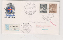 ICELAND 1958 REYKJAVIK Registered FDC Cover To Germany - Brieven En Documenten