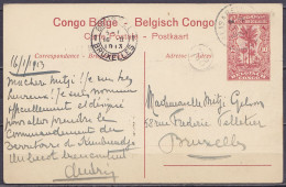 Congo Belge - EP CP 10c Rouge-brun "Buli, Le Lualaba" Càd ELISABETHVILLE /22 JANV 1913 Pour BRUXELLES - Càd Arrivée BRUX - Ganzsachen