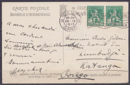 CP "Vieille Flandre - Le Théatre" Affr. Paire N°110 Flam. GENT 3/26.IX 1913) GAND Pour Administarteur District De KIMBUN - 1912 Pellens