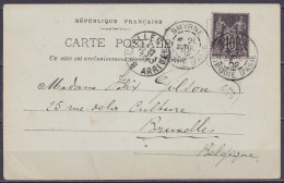 Levant - CP Paquebot "Orénoque" (postée à Bord) Affr. Sage 10c Càd "SMYRNE /25 AVRIL 1902/ TURQUIE D'ASIE" Pour BRUXELLE - Covers & Documents