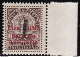 1945 GUIDIZZOLO, N° 2 1 L. Su 10c. Bruno  MNH/** BORDO DI FOGLIO - Otros & Sin Clasificación