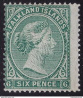 1878 FALKLAND - SG N° 3  6d. Blue-green (*) Unused - Andere & Zonder Classificatie