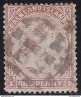 1885 FALKLAND - SG N° 7  1d Pale Claret Used (Cork Cancel) Wmk 1 R. TURNER  DEF - Altri & Non Classificati