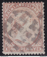 1885 FALKLAND - SG N° 7  1d Pale Claret Used (Cork Cancel) Wmk 1 R. TURNER  DEF - Sonstige & Ohne Zuordnung