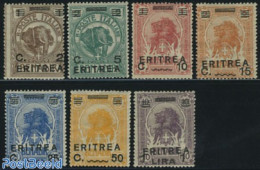 Eritrea 1922 Overprints 7v, Unused (hinged), Nature - Cat Family - Elephants - Erythrée