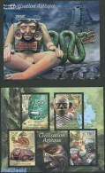 Central Africa 2012 Aztec Civilisation 2 S/s, Mint NH, History - Archaeology - Art - Sculpture - Archaeology