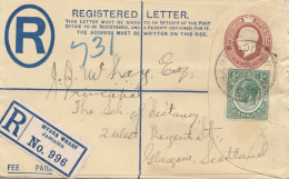 Jamaica 1928: Registered Letter Myers Wharf To Glasgow - Jamaica (1962-...)