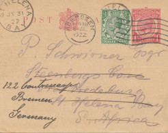 Aberdeen/St. Helena: 1922 Post Card Via Aberdeen To Bremen/Germany - St. Helena