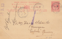 Mauritius: 1913: Post Card Port Louis To Erfurt/Germany - Mauritius (1968-...)