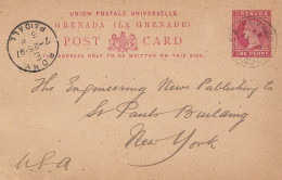 Grenada: Bony Post Card 1897 To New York - Grenada (1974-...)