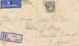 Nigeria: 1949 Air Mail Registered Kano To Cornwall - Nigeria (1961-...)