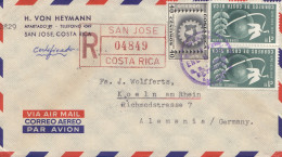 Costa Rica: 1955: Registered San Jose To Köln - Von Heymann - Costa Rica