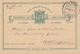 Cabo Verde: 1893: Post Card St. Vicente To Nottingham - Isola Di Capo Verde