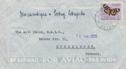 Mocambique 1955 Air Mail Beira To Düsseldorf -Auto Union, Schmetterling/papillon - Mosambik