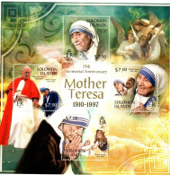 Solomon Islands Cat 1880-83  2013 15th Anniversary Death Of Mother Teresa,  Minisheet  Mint Never Hinged - Solomon Islands (1978-...)