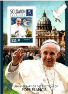 Solomon Islands Cat 2559  2014 First Anniversary Election Of Pope Francis,  Minisheet  Mint Never Hinged - Salomon (Iles 1978-...)