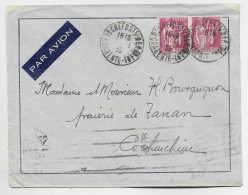 FRANCE PAIX 1FR75 PAIRE LETTRE COVER AVION MEC ROCHEFORT S MER 7.1.1935 POUR TANAN COCHINCHINE AU TARIF - 1932-39 Paz