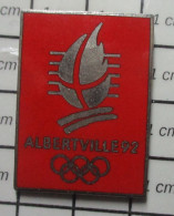 511D Pin's Pins / Beau Et Rare / JEUX OLYMPIQUES / GRAND PIN'S FOND ROUGE ALBERTVILLE 1992 - Jeux Olympiques