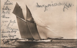 ! Alte Fotokarte Rennyacht, Segelyacht Clara, Autographen, Königsberg - Sailing Vessels