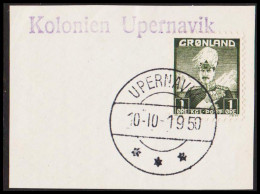 1950. GØRNLAND. Christian X And Polar Bear. 1 Øre On Small Piece Cancelled UPERNAVIK 10-10-1950... (Michel 1) - JF543523 - Gebruikt