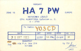 QSL Card HUNGARY Radio Amateur Station HA7PW Y03CD Laci - Radio Amateur