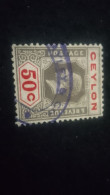 CEYLON- 1911 -25       50 C     GEORGE V.      DAMGALI   PERFÖRE - Sri Lanka (Ceylon) (1948-...)