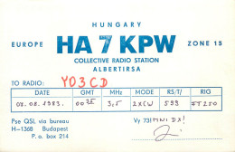 QSL Card HUNGARY Radio Amateur Station HA7KPW Y03CD - Radio Amatoriale