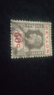 CEYLON- 1911 -25       50 C     GEORGE V.      DAMGALI   PERFÖRE - Sri Lanka (Ceylan) (1948-...)