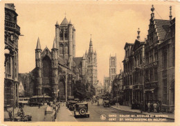 BELGIQUE - Gand - Eglise St Nicolas Et Beffroi - Animé - Carte Postale Ancienne - Gent