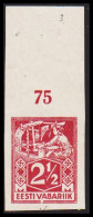 1922-28. EESTI VABARIIK. WEAVER AND SMITH 2 1/2 Mk. Claret Imperforated. With Upper Margin Wi... (Michel 35B) - JF543571 - Estland